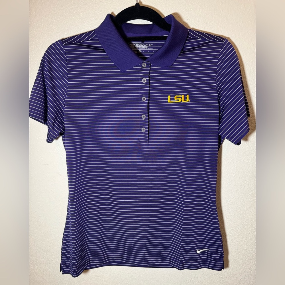 Nike LSU Womens DriFit Polo Collared Shirt Size M